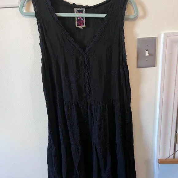 Johnny Was Black Embroidered Sleeveless Boho Dress Size M - Picture 7 of 7